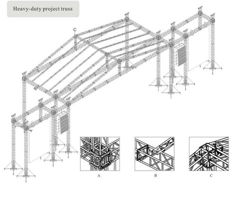 Sistema de truss de techo de escenario cuadrado de color personalizado para iluminación y equipos de audio