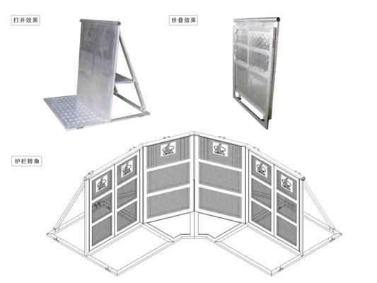 30kg Weight Foldable Crowd Control Barrier 10cm Height
